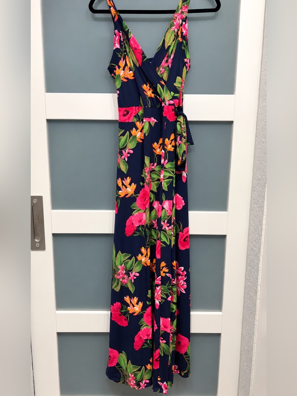 Market & Spruce Navy Floral Wrap Maxi Dress Size Medium
